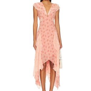 Free People Joaquin Floral Ruffle Plunge Dress